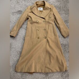 VINTAGE BURBERRYS Camel 100% Wool Long Overcoat- Women’s Size EXLPLUS 10